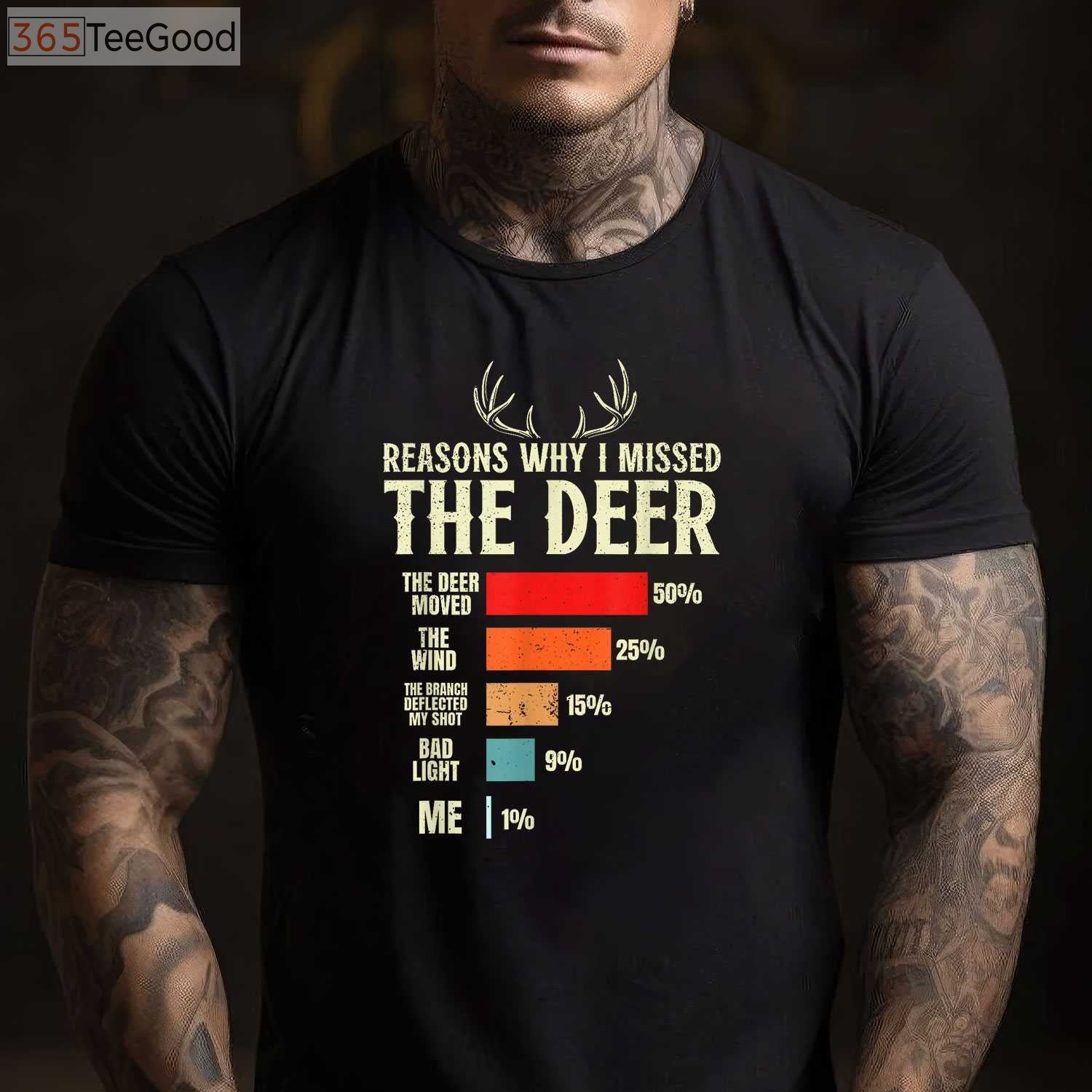 Funny Hunter T-Shirt - Top 10 Reasons Why I Missed The Deer Hunting Gift