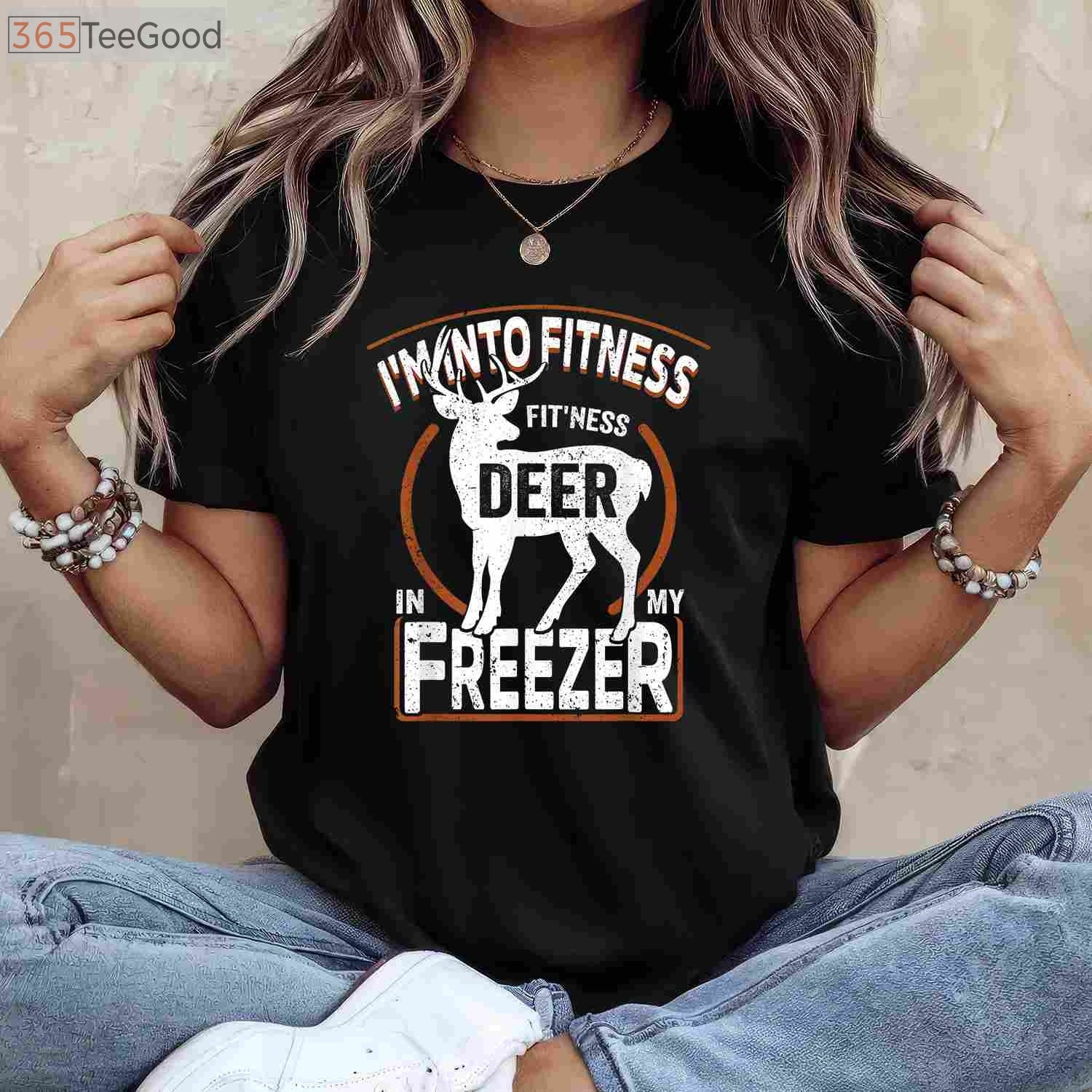 Funny Hunting Fitness Deer in Freezer Shirt, Hunter Dad Meat Eater Joke Tee