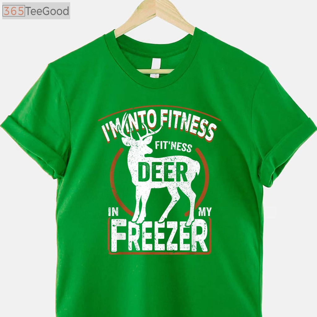 Funny Hunting Fitness Deer in Freezer Shirt, Hunter Dad Meat Eater Joke Tee