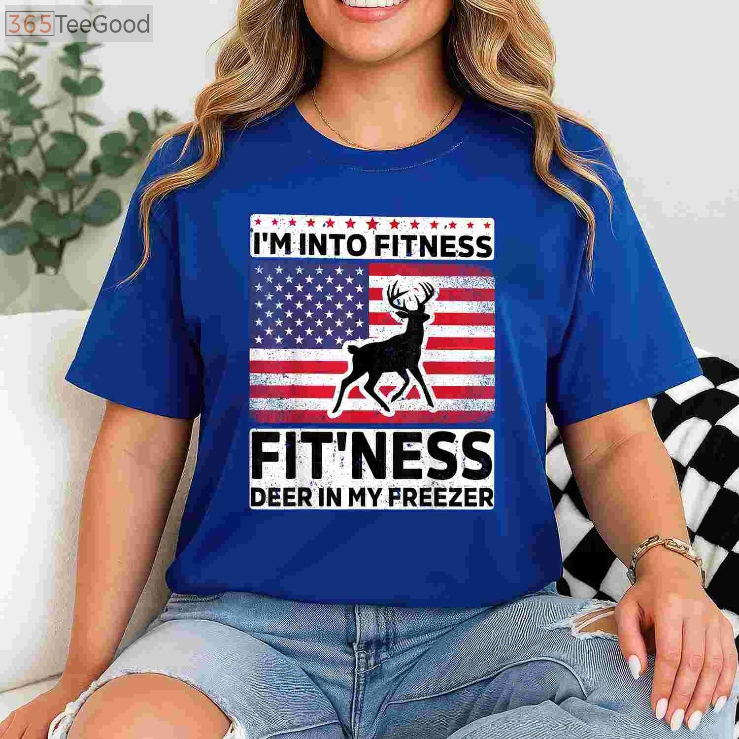 Funny Hunting Fitness Shirt, Fitness is Fitting a Deer in the Freezer Tee