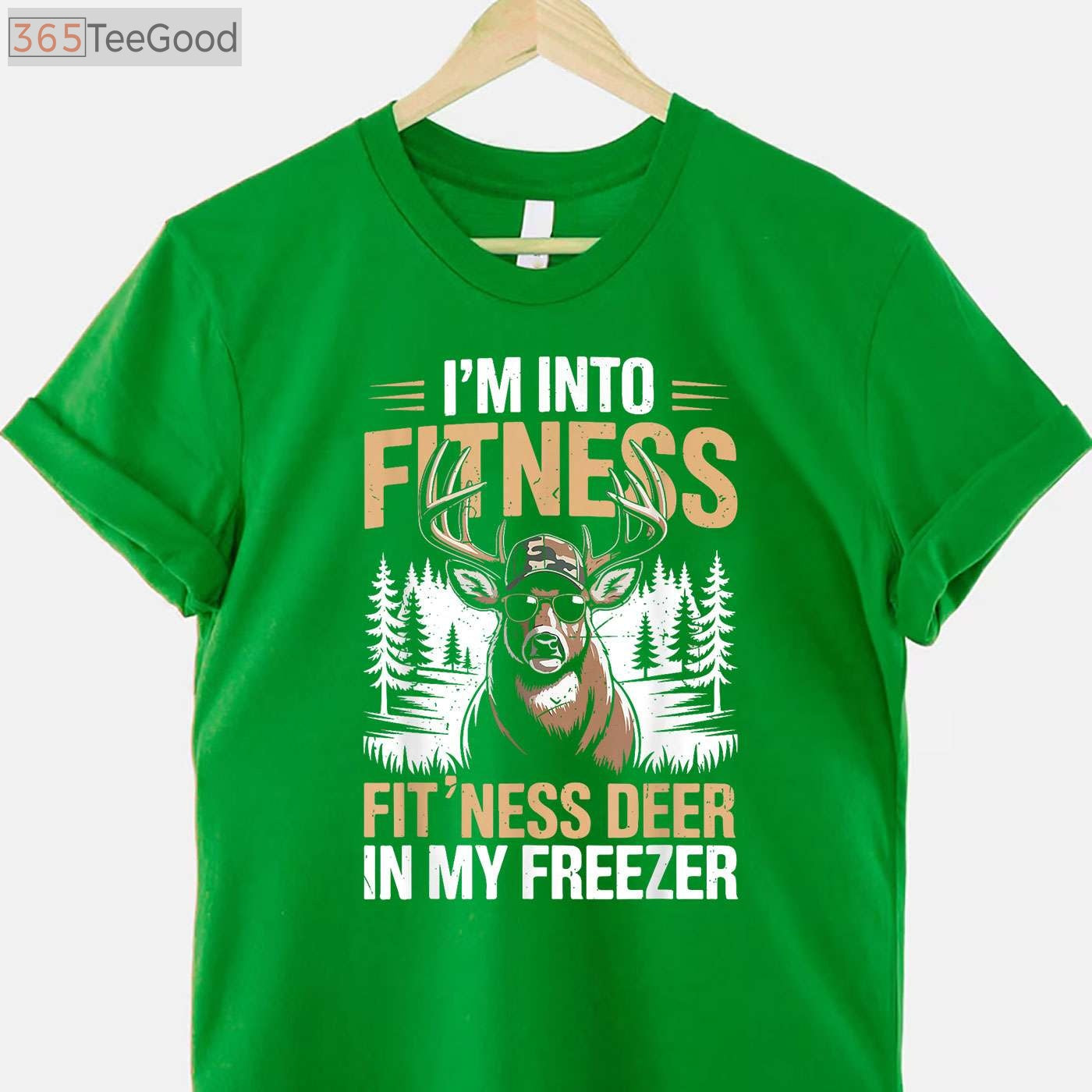 Funny Hunting Fitness Deer in Freezer Shirt, Camo Hunter Dad Workout Tee