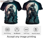 Funny Wolf Graphic 3D Shirt – Animal Art Novelty Short Sleeve Crewneck Tee