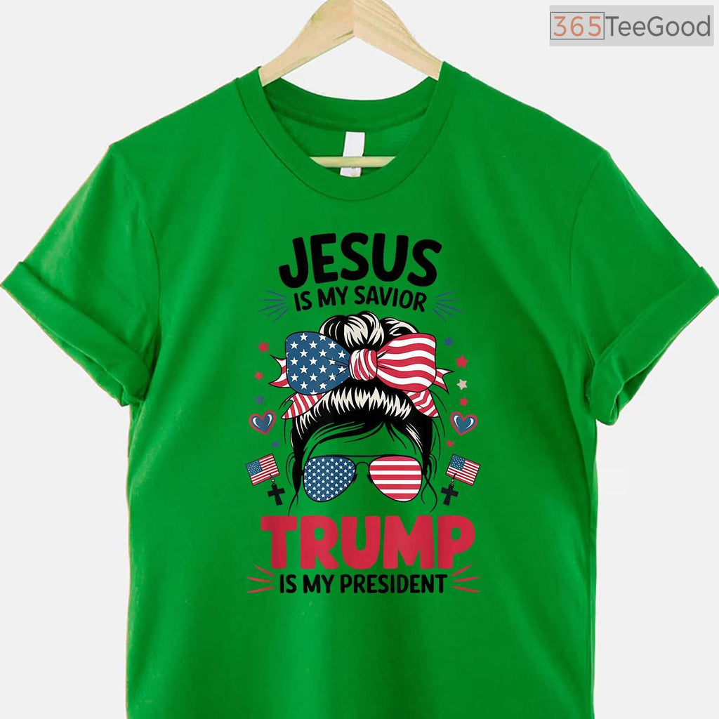Girl Jesus My Savior Trump President T-Shirt Christian Republican Women Youth Faith Shirt
