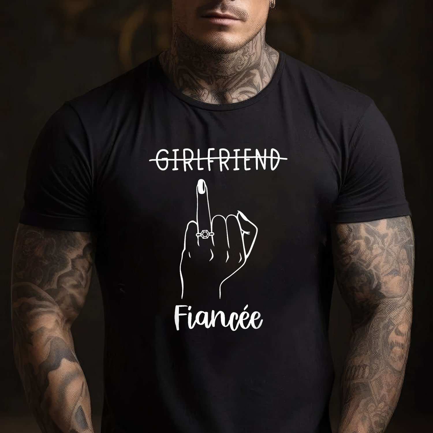 Girlfriend Fiancée Bachelorette Party Engaged Ring Finger T-Shirt Tee Future Wife Gift