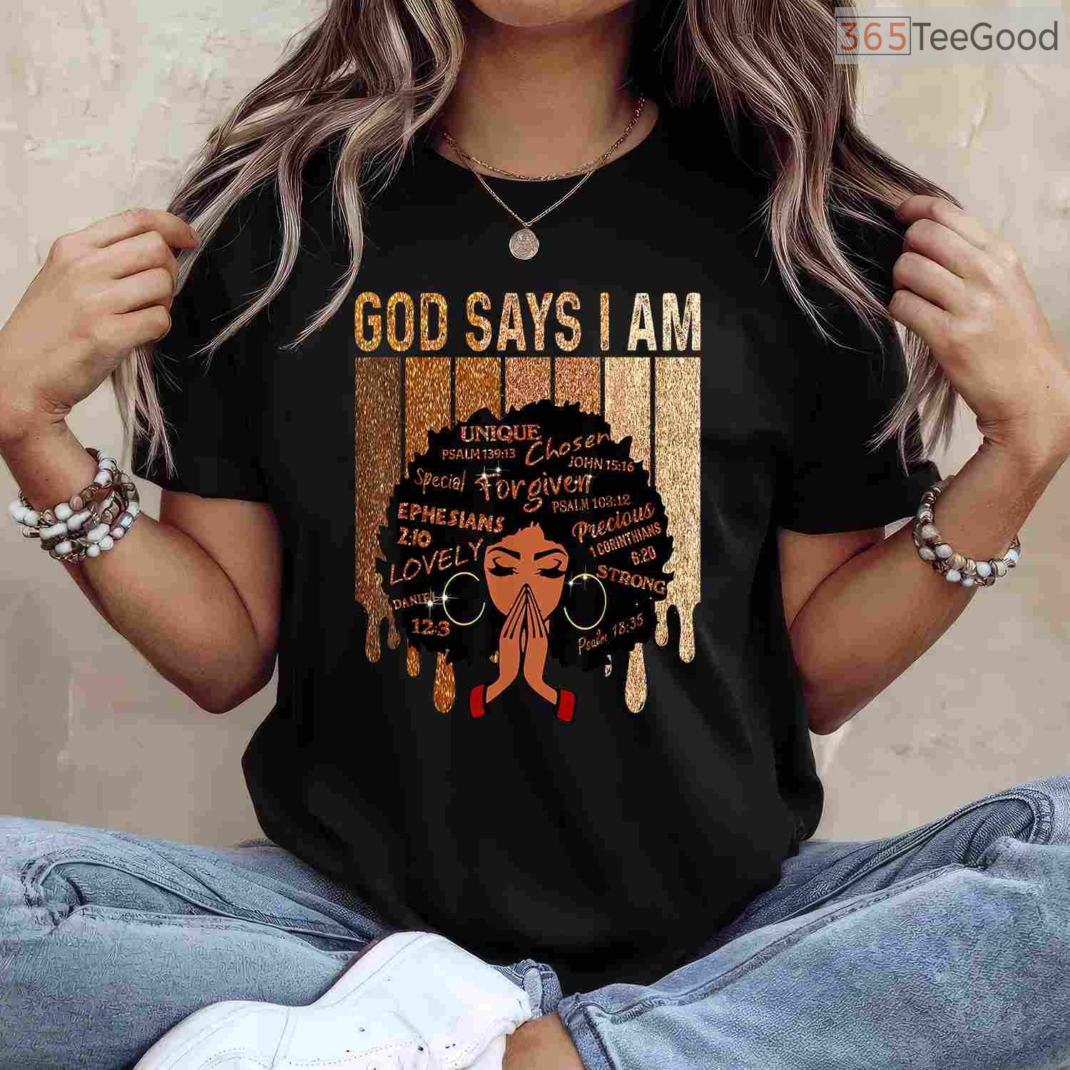 God Says I Am Black Girl Queen T-Shirt Christian Melanin Faith Black History Month Shirt