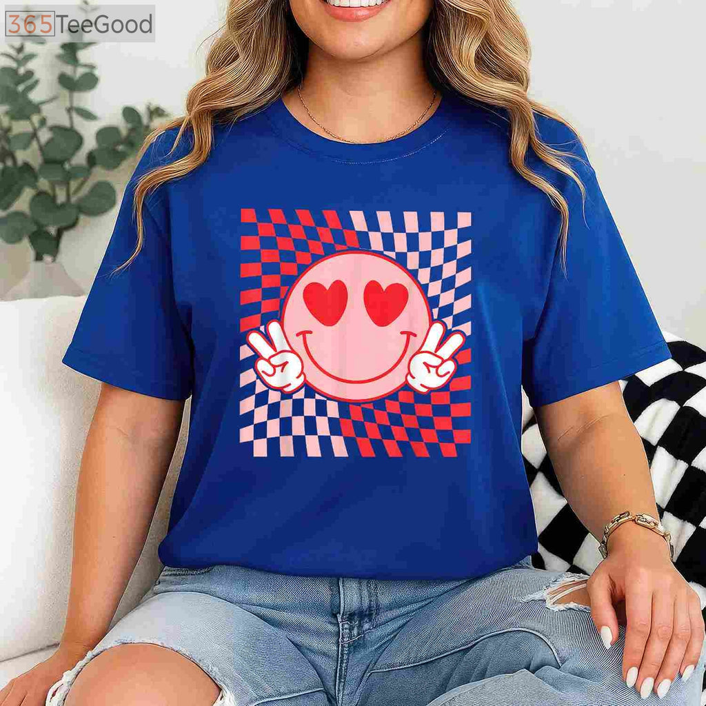 Groovy Valentine Vibes T-Shirt - Retro 70s Valentine's Day Shirt for Family