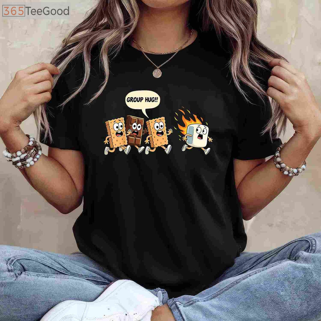 Group Hug Marshmallow Campfire Smores T-Shirt - Funny Camping Foodie Gift