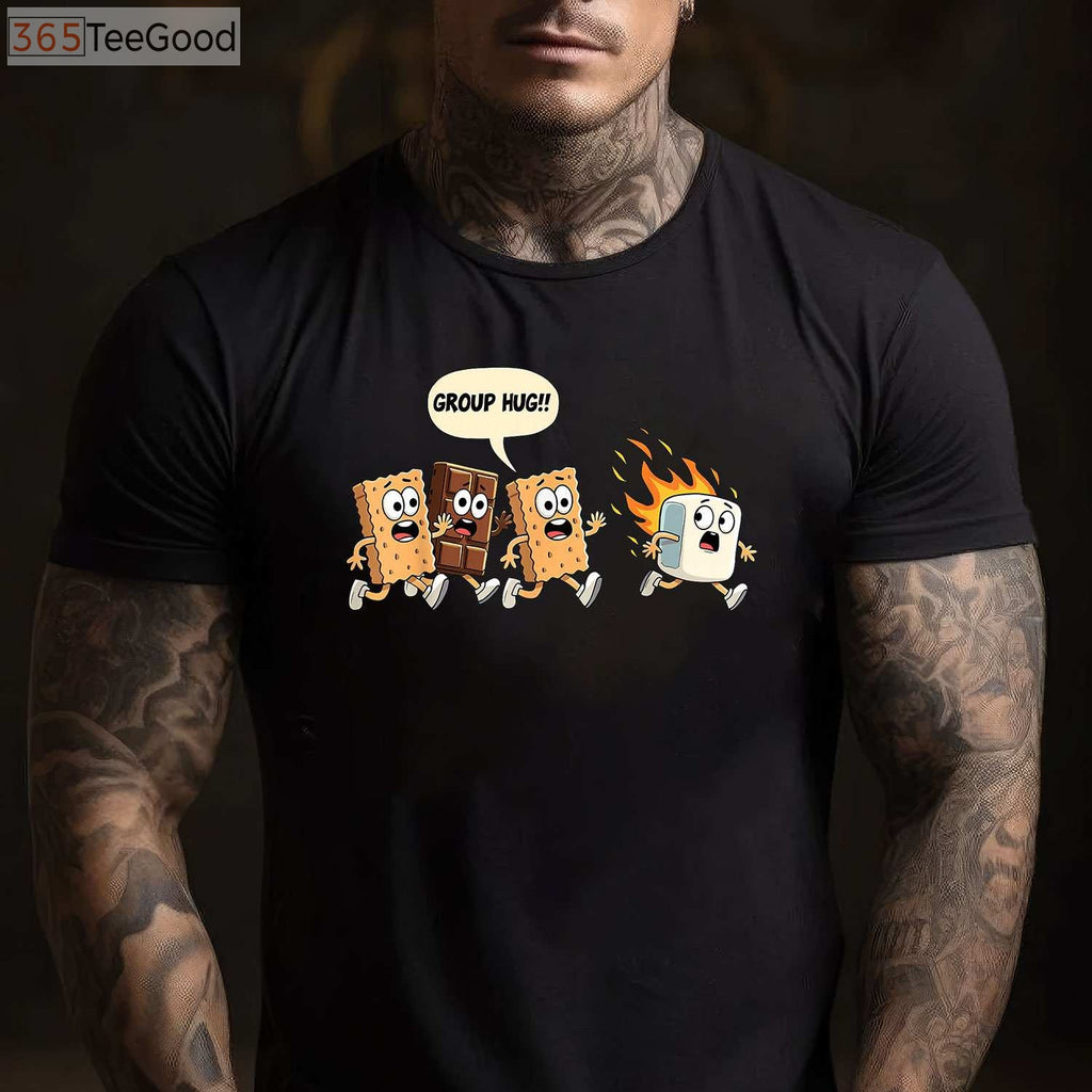 Group Hug Marshmallow Campfire Smores T-Shirt - Funny Camping Foodie Gift