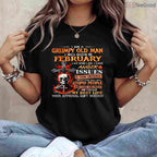 Grumpy Old Man February Shirt – Born In February Skull Graphic Tee