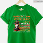 Grumpy Old Man February Shirt – Born In February Skull Graphic Tee