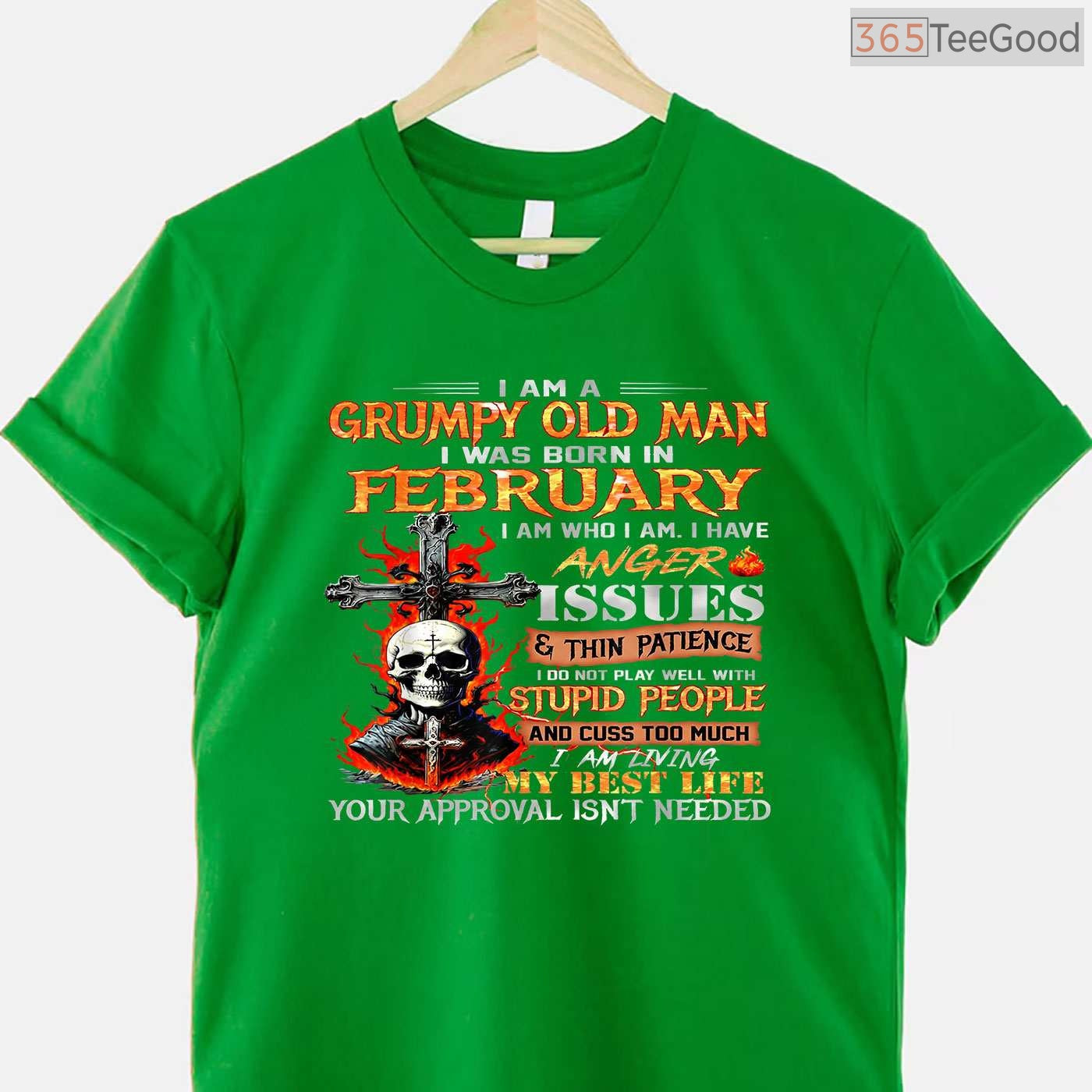 Grumpy Old Man February Shirt – Born In February Skull Graphic Tee