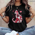 Happy Meowentine's Day Funny Cat Lover T-Shirt, Cute Kitten Valentine Gift for Women & Girls