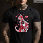 Happy Meowentine's Day Funny Cat Lover T-Shirt, Cute Kitten Valentine Gift for Women & Girls