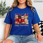 Happy Meowentines Cute Cat Mom T-Shirt, Adorable Kitten Lover Valentine Gift Tee for Girls Kids