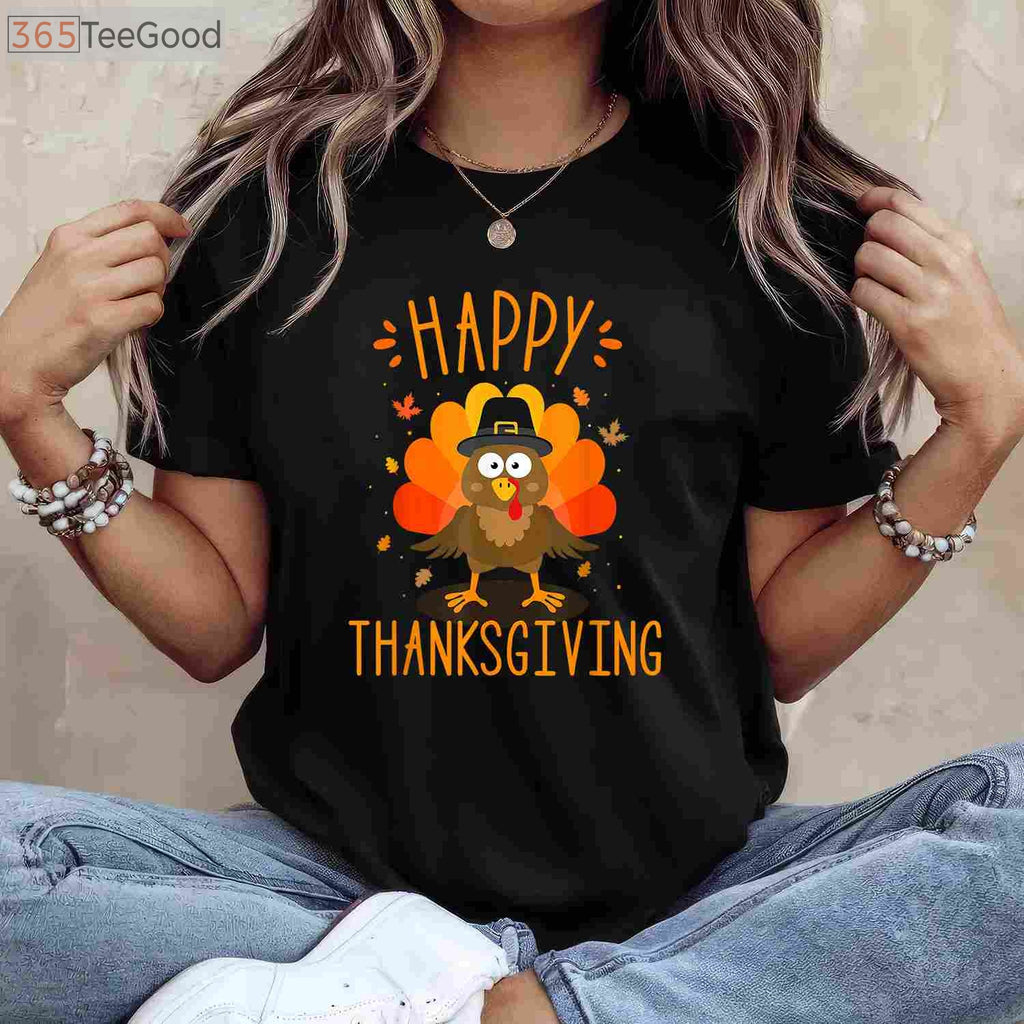 Happy Thanksgiving Turkey Day T-Shirt - Matching Family Dinner Feast Outfit