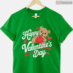 Happy Valentines Day Heart Shirt for Women, Aesthetic Cute Cursive Typography Love T-Shirt Gift