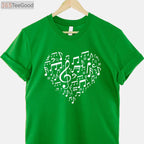 Heart Shape Musical Notes T-Shirt - Romantic Music Lover Valentine’s Day Gift
