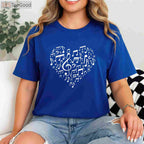 Heart Shape Musical Notes T-Shirt - Romantic Music Lover Valentine’s Day Gift