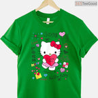 Hello Kitty Love Notes Valentine T-Shirt, Sanrio Character Cute Heart Graphic Tee for Girls Women