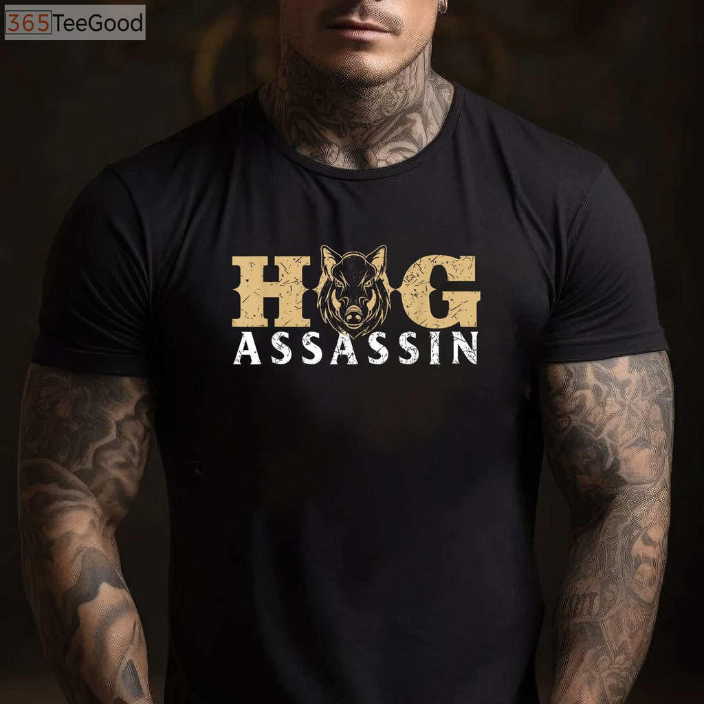 Hog Assassin Boar Hunting Shirt, Tactical Wild Hog Hunter Graphic Apparel