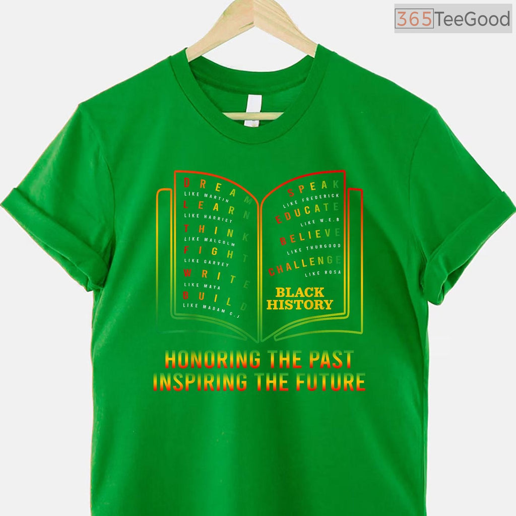 Honoring Past Inspiring The Future Book T-Shirt Black History Month Reader Shirt