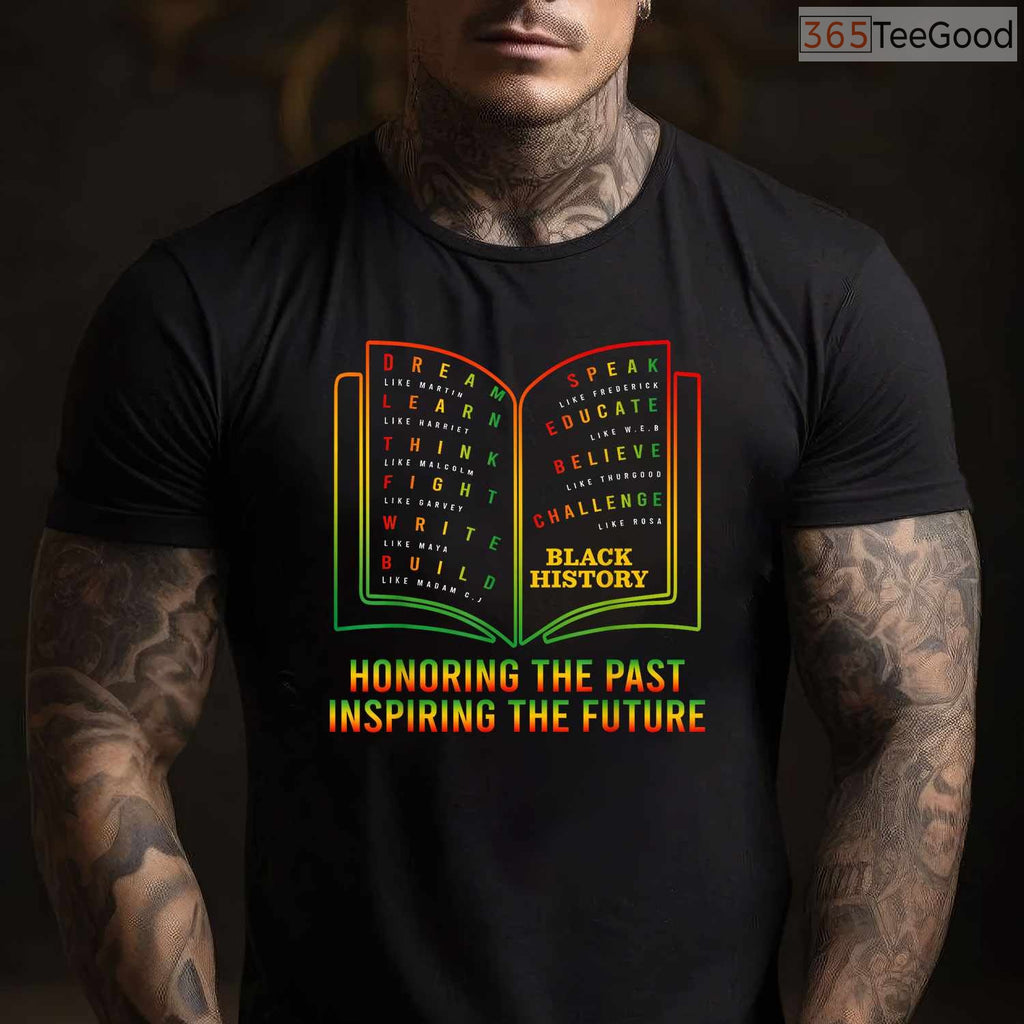 Honoring Past Inspiring The Future Book T-Shirt Black History Month Reader Shirt