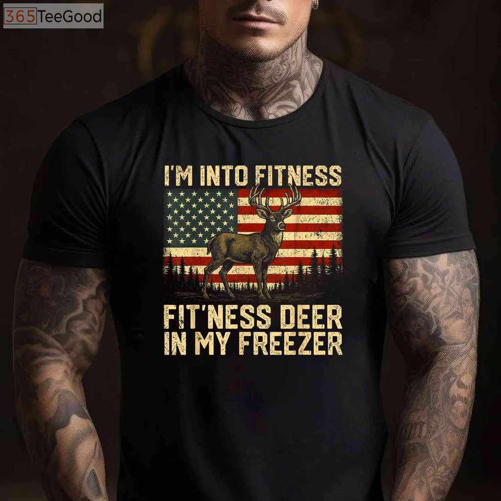 Humorous Fit-Ness Deer Freezer Hunting Shirt, Funny Outdoor Lifestyle Tee