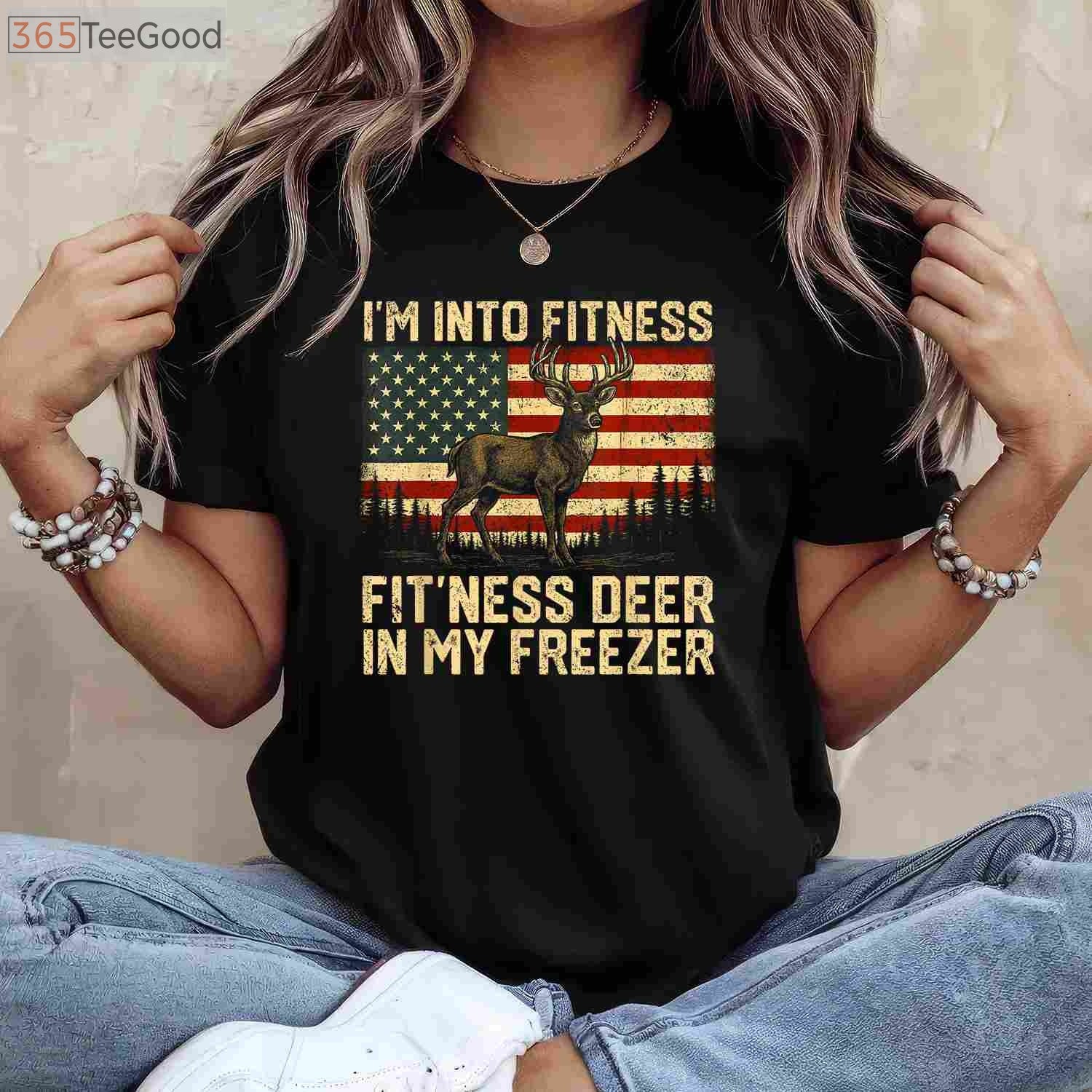 Humorous Fit-Ness Deer Freezer Hunting Shirt, Funny Outdoor Lifestyle Tee