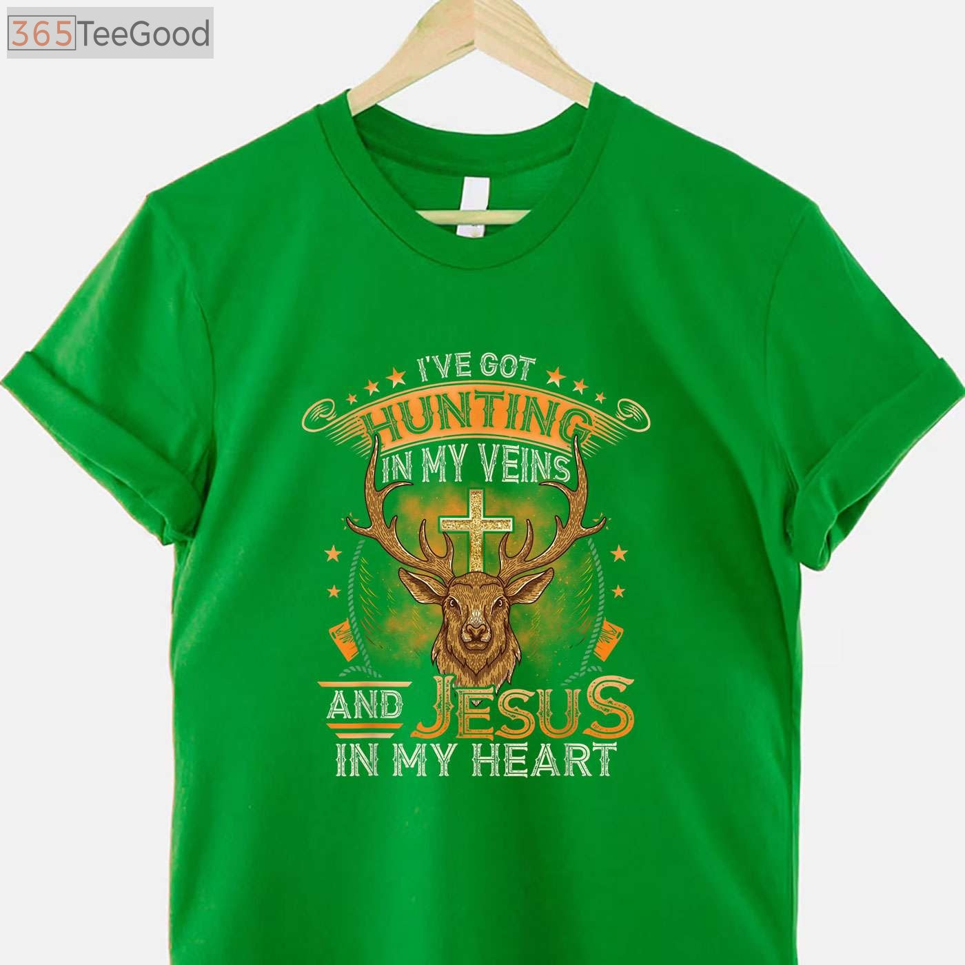 Hunting In My Veins Jesus In My Heart Shirt, Christian Hunter Long Sleeve Tee