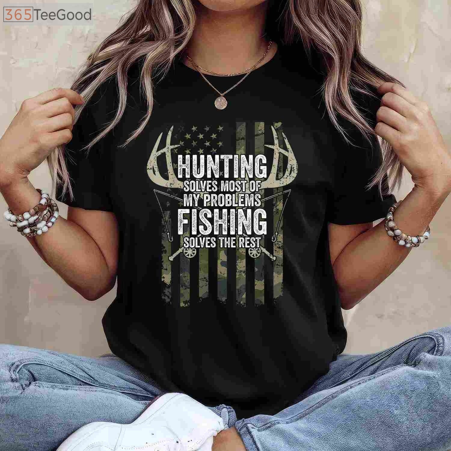 Hunting and Fishing Problem Solver Shirt, Funny Outdoor Hobby Therapy Tee