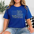 Husband Daddy Protector Hero Fathers Day Camo American Flag T-Shirt Tee Gift