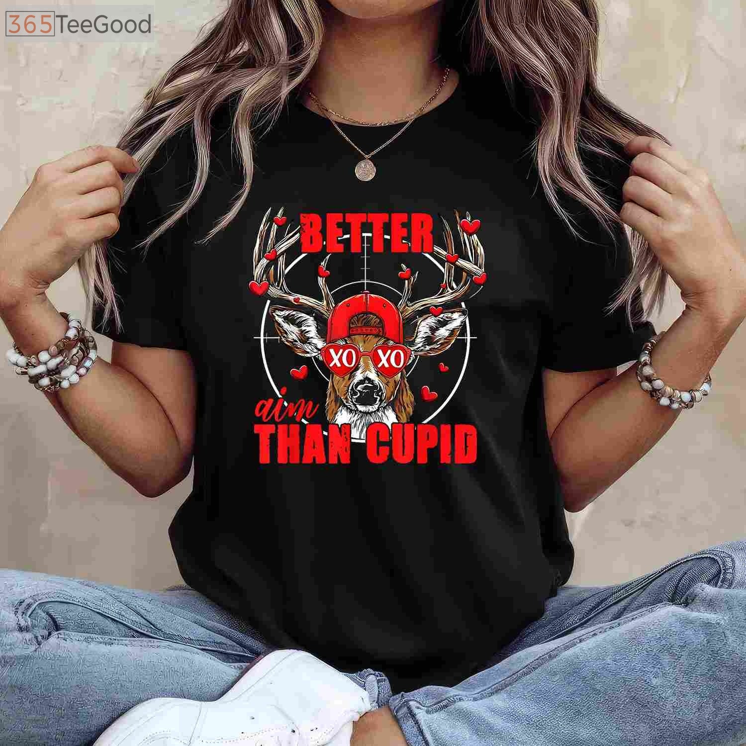 I Aim Better Than Cupid Hunting Shirt, Funny Valentine’s Day Buck Hunter Tee