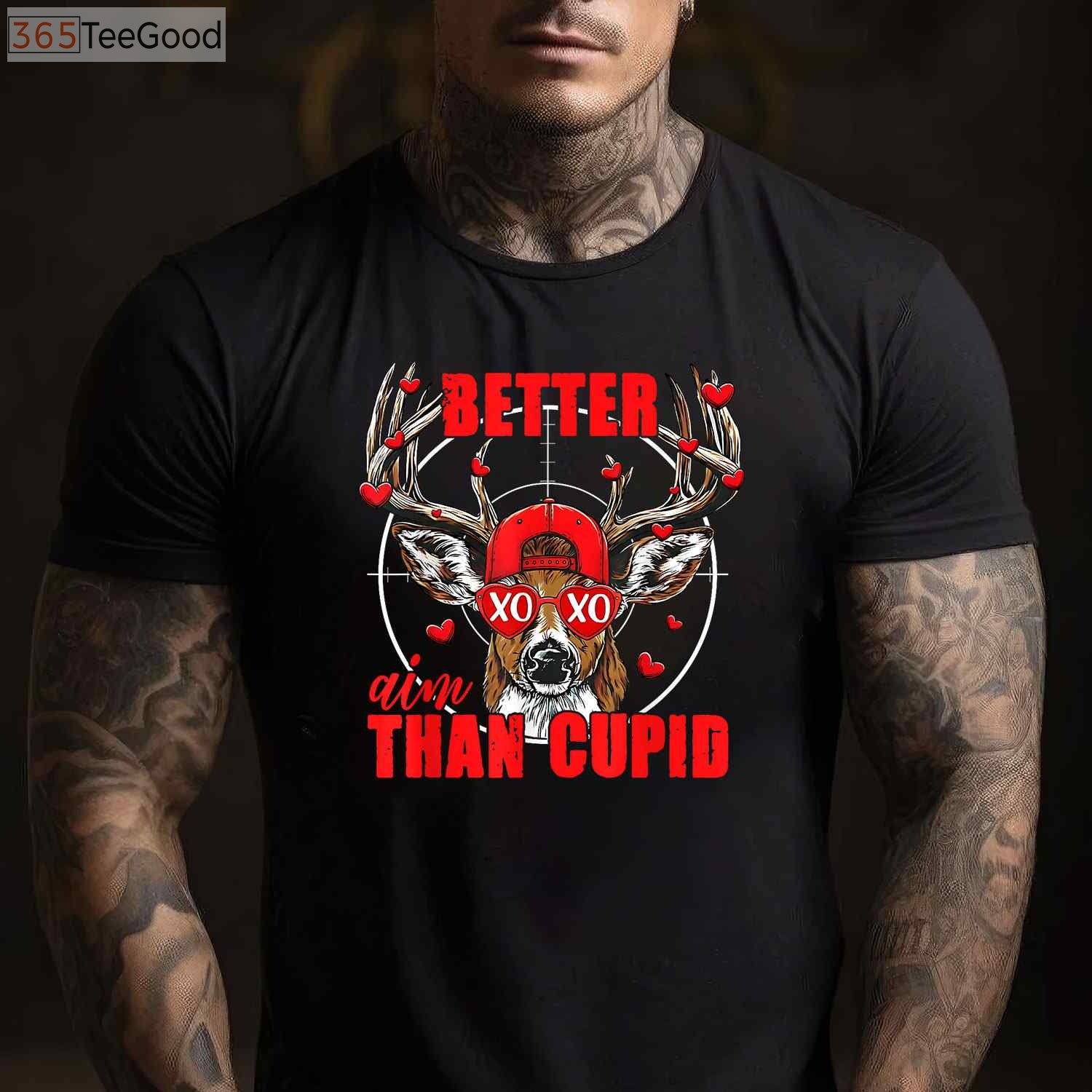 I Aim Better Than Cupid Hunting Shirt, Funny Valentine’s Day Buck Hunter Tee