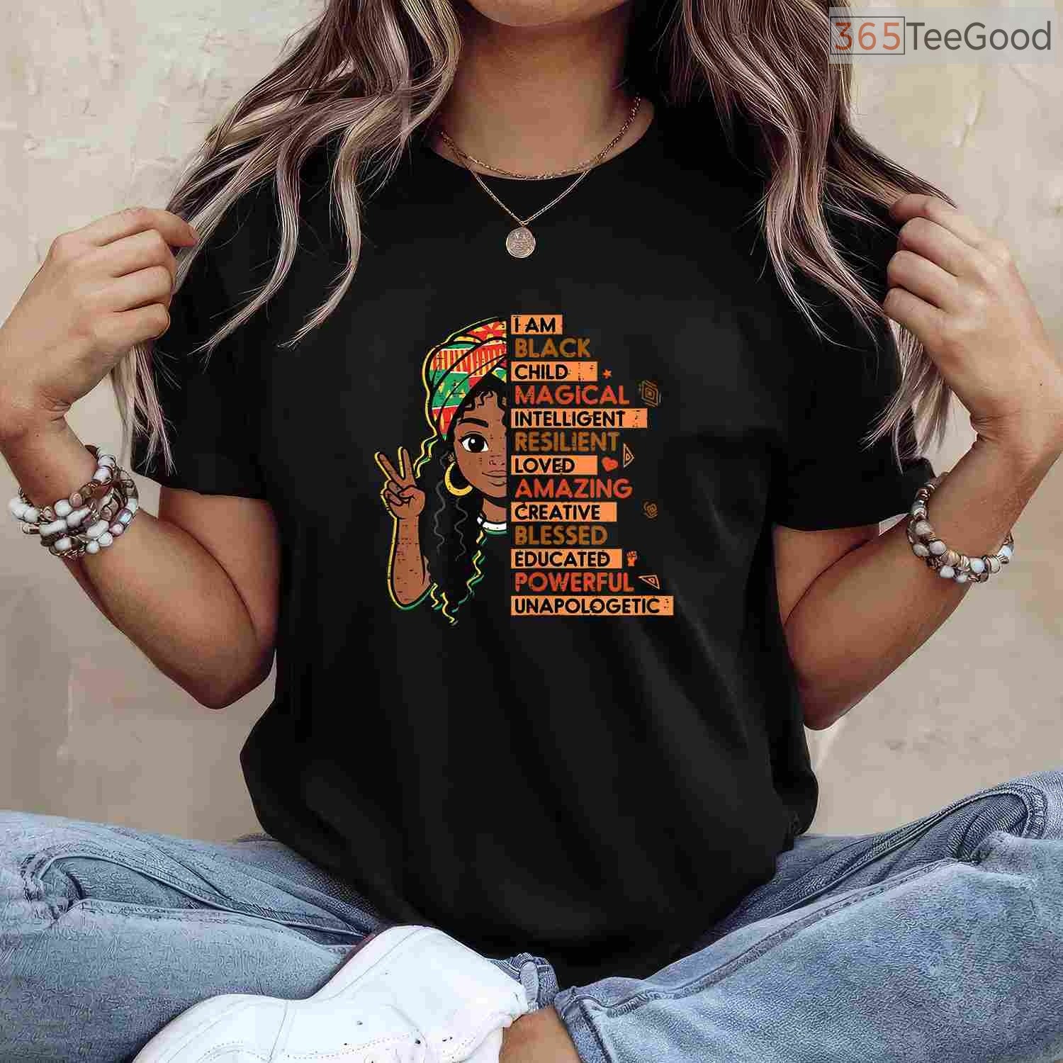 I Am A Black Child Magical African Girl T-Shirt Black History Month Kids Pride Shirt
