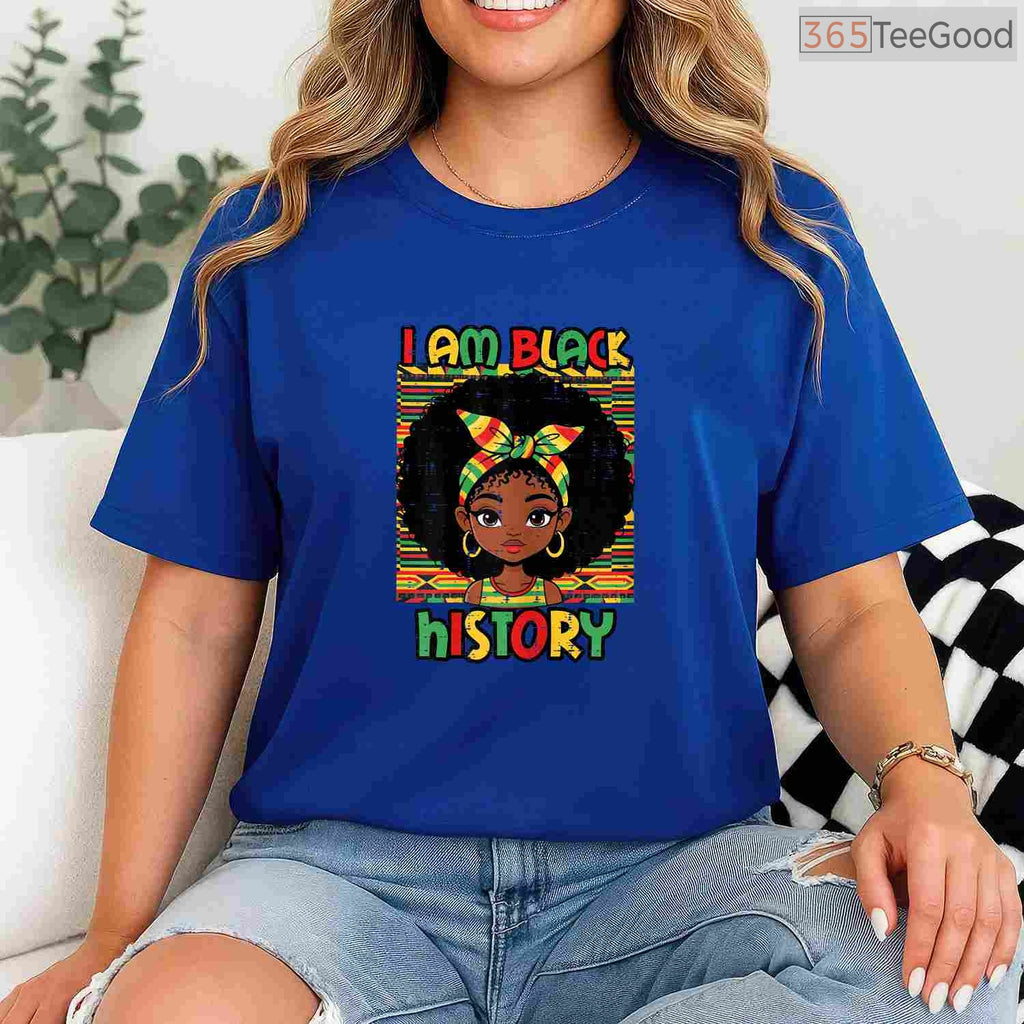 I Am Black History Afro Girl T-Shirt African American Kids Magic Black History Month Shirt