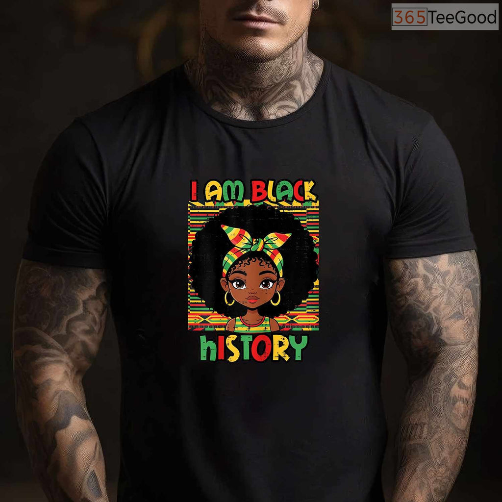 I Am Black History Afro Girl T-Shirt African American Kids Magic Black History Month Shirt