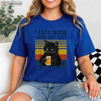I Like Beer My Cat and Maybe 3 People T-Shirt - Funny Cat Lover Gift