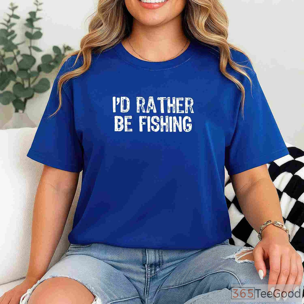 I'd Rather Be Fishing Funny Christmas Shirt - Humorous Holiday Gift for Fishermen