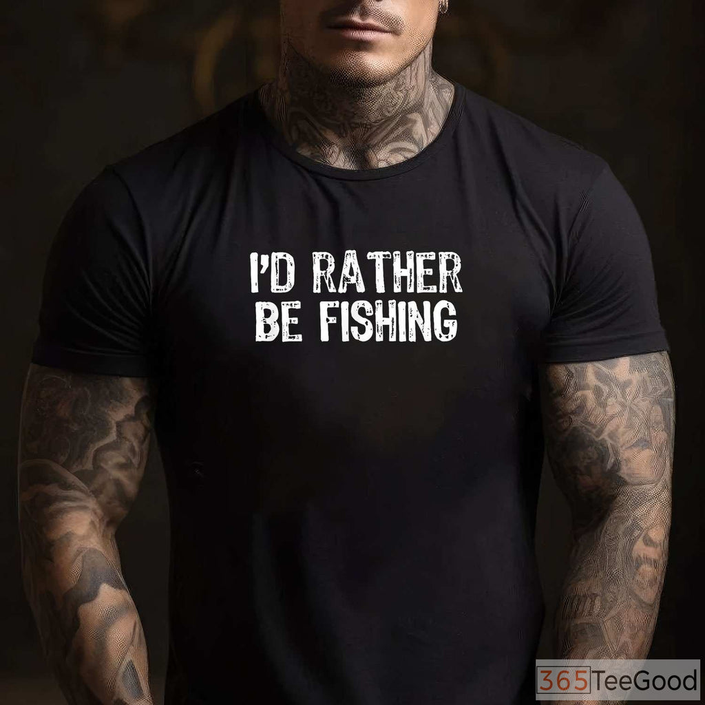 I'd Rather Be Fishing Funny Christmas Shirt - Humorous Holiday Gift for Fishermen