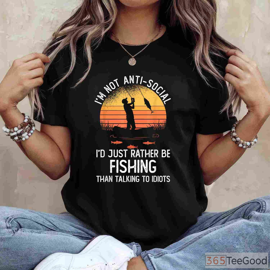 I'd Rather Be Fishing Retro Graphic Tee, Unique Gift for Bass Fishing Hobbyists