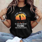 I'd Rather Be Fishing Retro Graphic Tee, Unique Gift for Bass Fishing Hobbyists