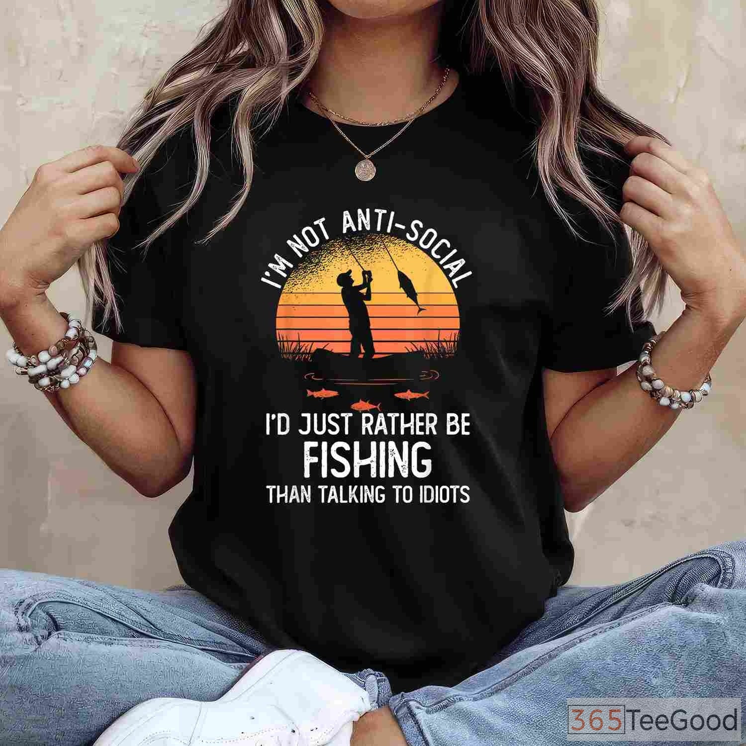 I'd Rather Be Fishing Retro Graphic Tee, Unique Gift for Bass Fishing Hobbyists