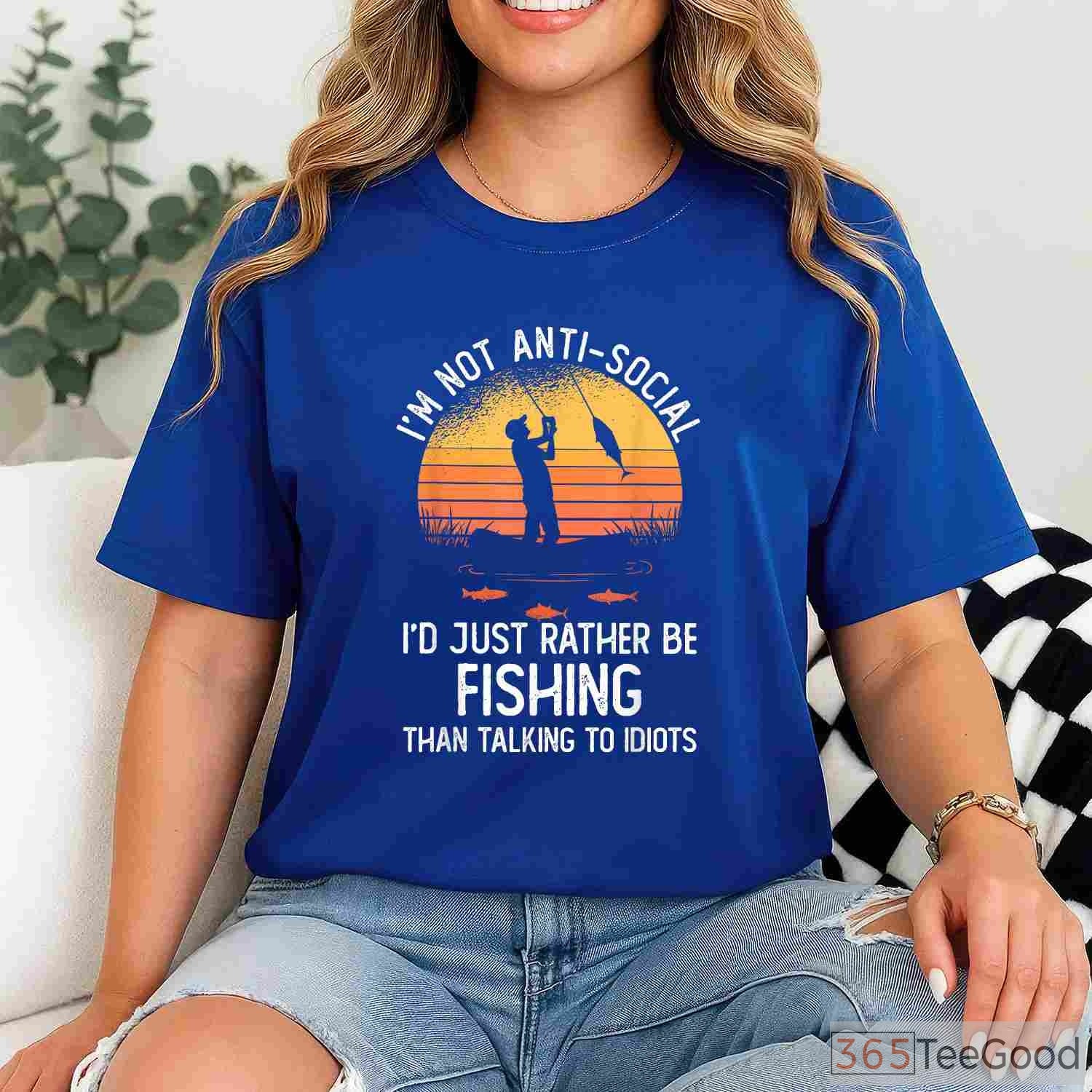 I'd Rather Be Fishing Retro Graphic Tee, Unique Gift for Bass Fishing Hobbyists
