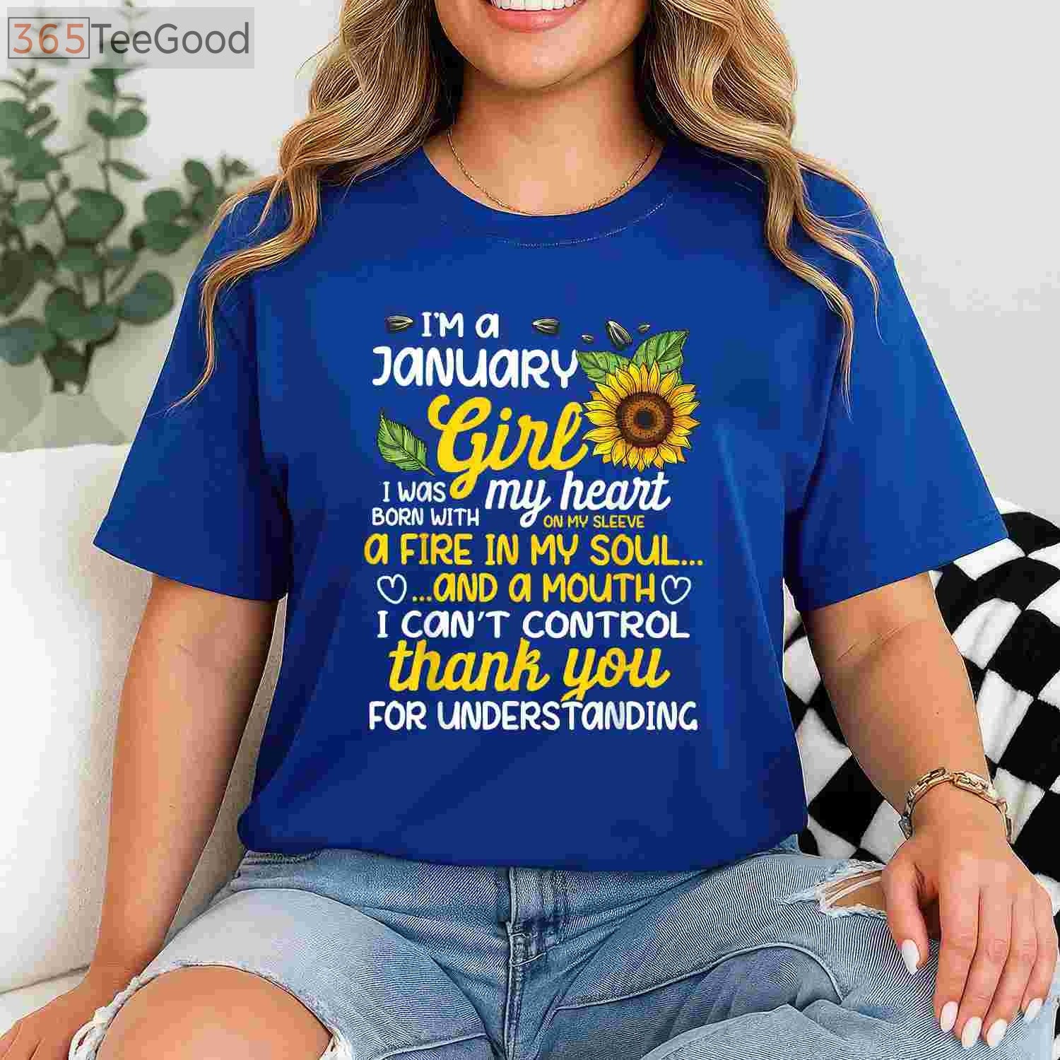 I'm a January Sunflower Queen Tee and T-Shirt, Birthday T-Shirt Gift for Women Born in January