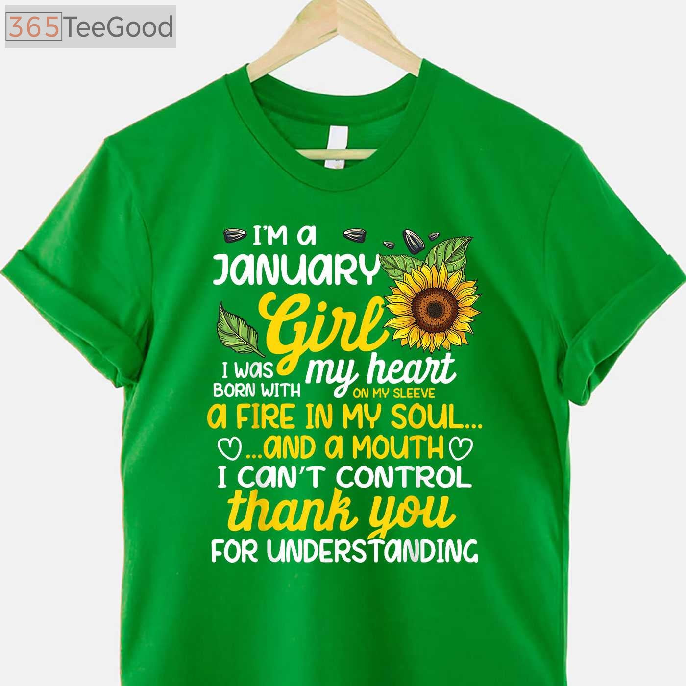 I'm a January Sunflower Queen Tee and T-Shirt, Birthday T-Shirt Gift for Women Born in January