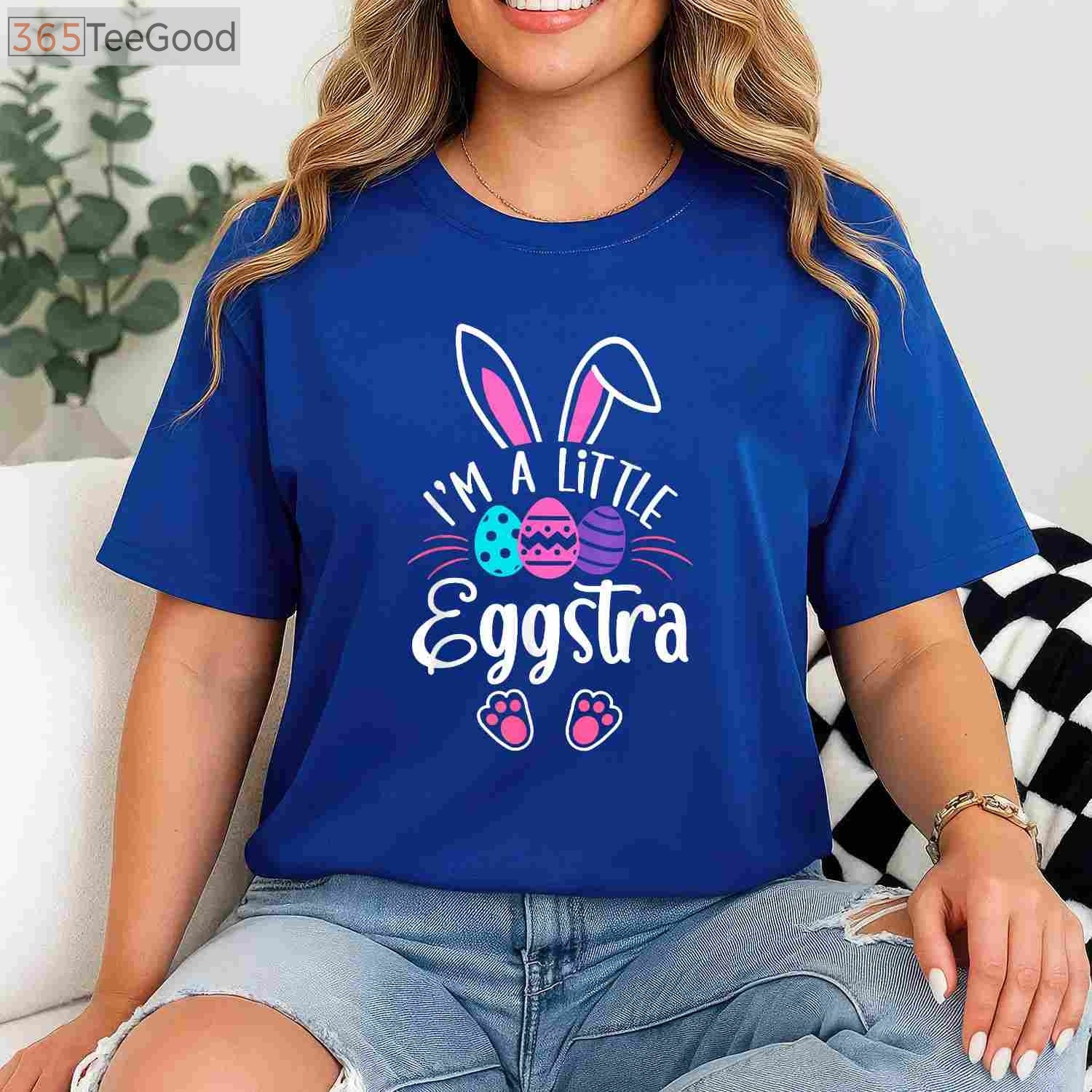 I'm a Little Eggstra Easter Day T-Shirt, Funny Easter Egg Shirt for Kids Men Women