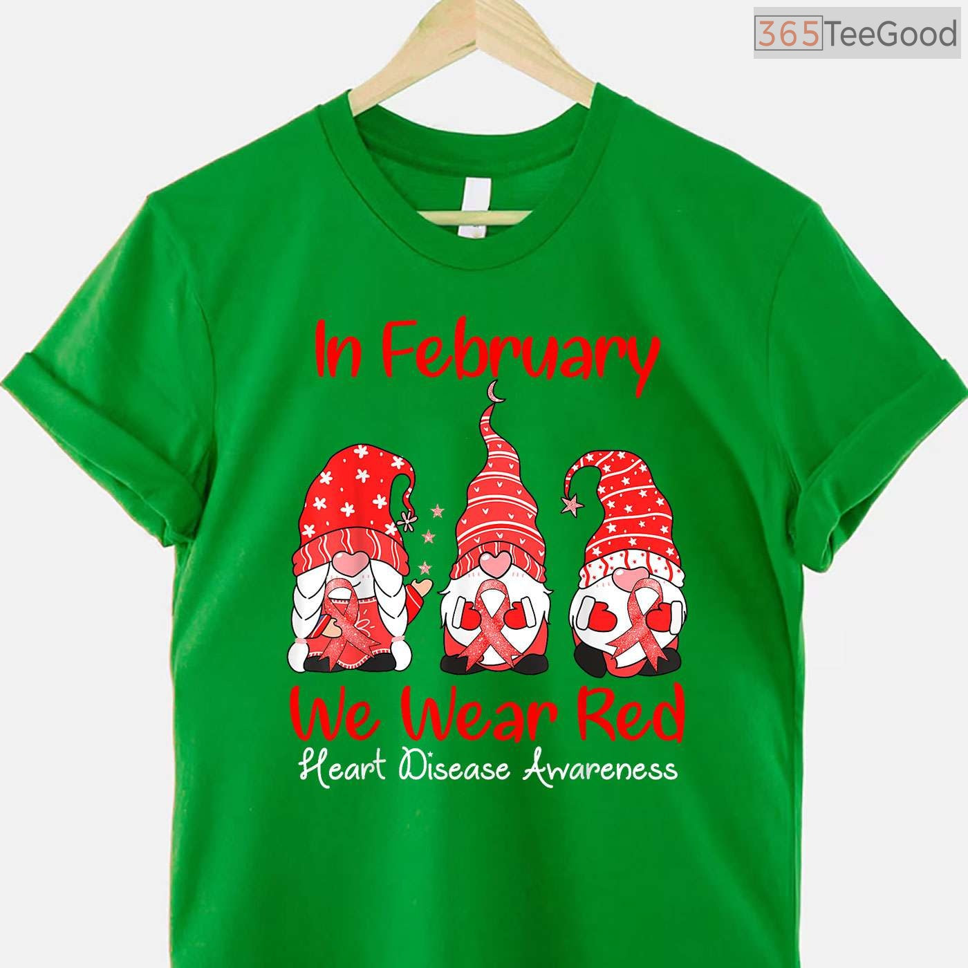 In February We Wear Red Gnomes Shirt – Cute Heart Disease Awareness
