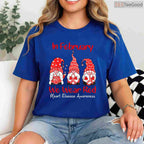 In February We Wear Red Gnomes Shirt – Cute Heart Disease Awareness