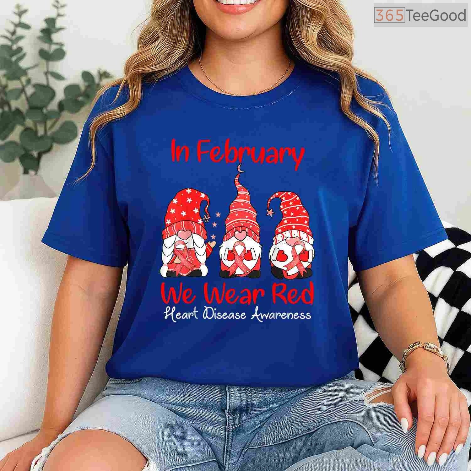 In February We Wear Red Gnomes Shirt – Cute Heart Disease Awareness