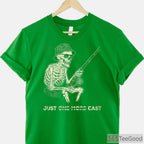 Just One More Cast Skeleton Fishing Shirt - Gritty Bass Angler Graphic Tee